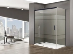 Paroi de douche coulissante, L. 95 à 200 cm, Hauteur 180 cm, STOCK DISPONIBLE, verre de sécurité et traité anti-calcaire, finition argent brillant. livraison offerte et rapide.